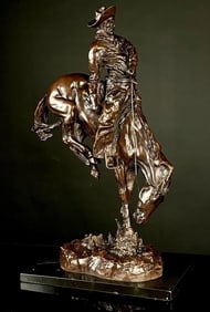 Frederic Remington Bucking Bronc Antique Bronze LG