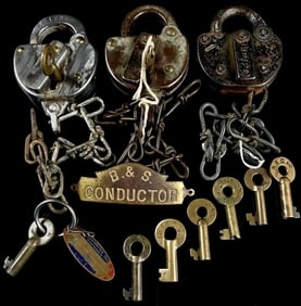 Antique Erie NY Railroad Pad Lock & Key Lot