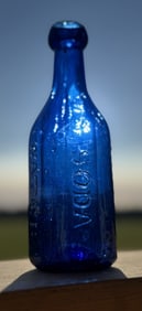 c.1860-80 Cobalt Knickerbocker Pontil Soda Bottle