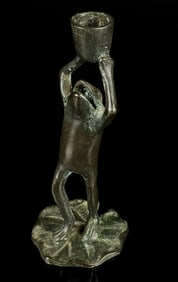 Bronze Frog Candle Holder