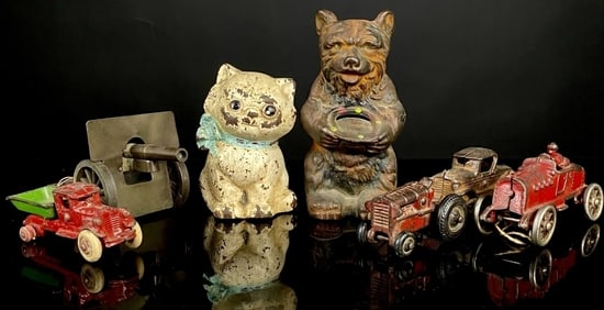 Antique Cast Iron Toy and Bank Lot Arcade Hubley