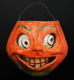 Antique Halloween Paper Mache Pumpkin