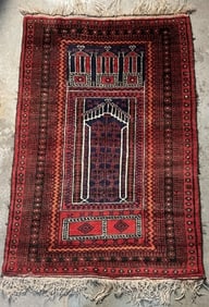 Antique Herat Baluchi Mosque Prayer Rug