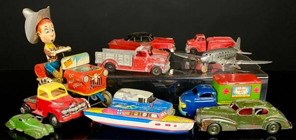 Tin Litho and Pressed Steel Antique Toy Lot