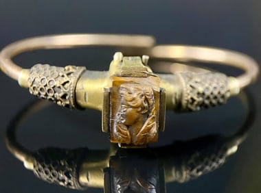 1888 Victorian Tiger Eye Spring Bracelet G.F.