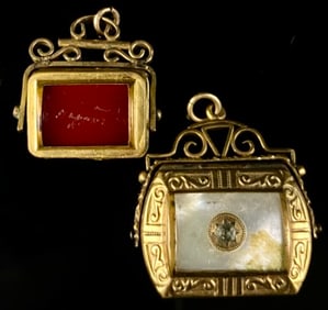 2 Sided Pendant/Lockets Watch Fob Charms Victorian