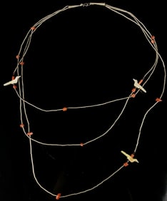 Navajo Sterling Coral Fetish Necklace