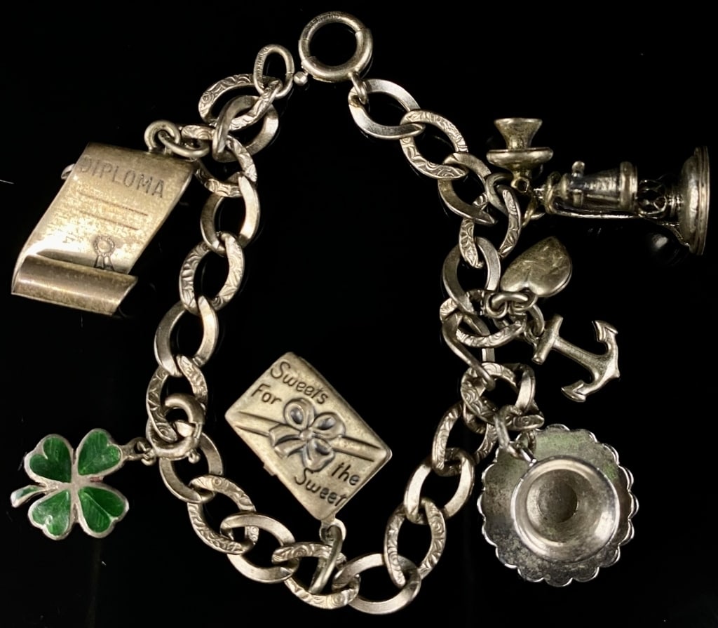Charm Bracelet W/ Sterling Charms Beau Sterling (1 of 13)