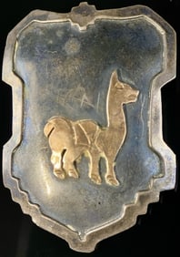 18K Gold & Sterling Silver Peru Brooch antique