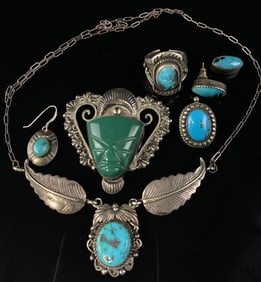 Sterling & Turquoise Navajo Antique Repair Lot