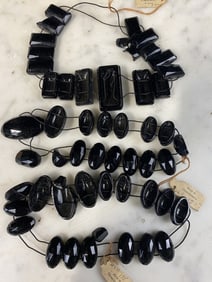 1900's N.O.S. Czech Glass Mourning Beads Victorian