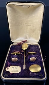 N.O.S. Solid Gold Front Cuff Links & Pin Set
