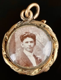 10K Gold Double Sided Fob Watch Charm Antique