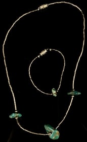 Silver & Turquoise Necklace & Bracelet Set