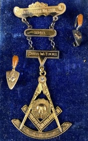 10K Gold & Diamond 1949 Mason Lodge Pins