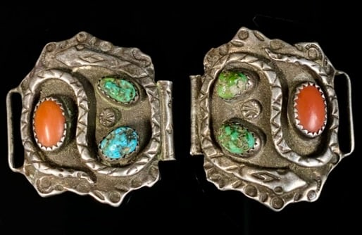 Navajo Sterling Turquoise Corral Serpent Band RARE: Watch Band Feautig Chunky Turquoise and Coral. Ea Measures: 1 1/2" x 1 1/2"
