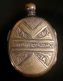 10K Gold Locket Photo & Lock Of Hair Mourning