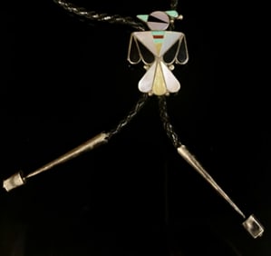 Zuni Sterling Silver Vintage Bolo Tie Large Charm