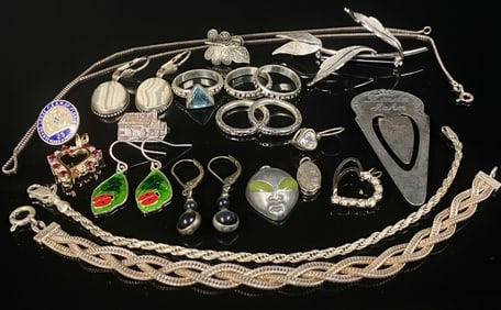 Various Sterling Jewelry Lot Rings Etc.
