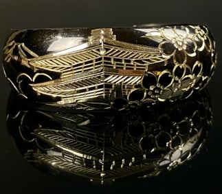 Vintage Japanese Sterling Engraved Cuff Bracelet