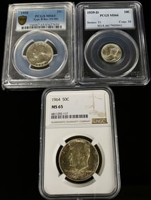 Graded & Slabbed Quarter Half and Dime Silver Lot