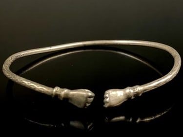 Sterling Victorian Double Fist Cuff Bracelet