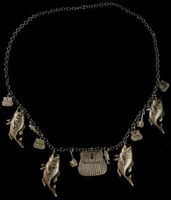 Mid Century Bass Sterling Fishing Necklace