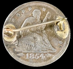 1854 Sterling Half Dollar Brooch