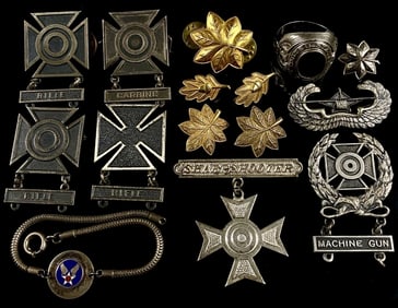 Sterling Silver Military  Lot Badges WW2 Etc.