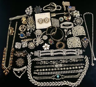 Vintage Rhinestone Jewelry Lot High End