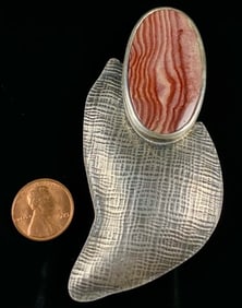 Huge Spiny Oyster & Sterling Brooch Pendant MCM