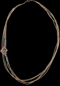 Vintage Sterling 5 Strand Liquid Zuni Necklace