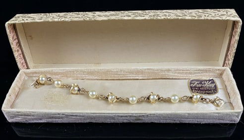 NOS 12K Gold Filled Pearl Bead Bracelet