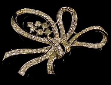 Trifari Sterling Vintage Rhinestone Brooch