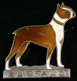 Buffalo Sterling Silver & Enamel Dog Brooch