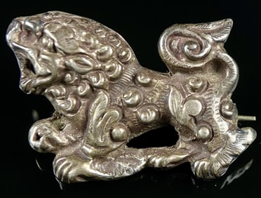 Antique Foo Dog Chinese Sterling Pin