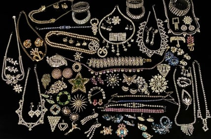 Huge Lot Of Rhinestone Jewelry