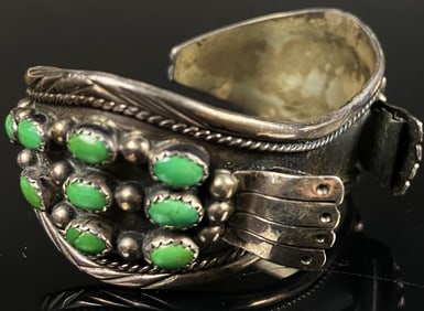 Navajo Turquoise & Sterling Watch Band LEE PRINCE