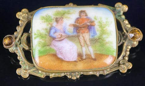 Victorian Porcelain Brooch
