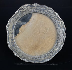 Antique Sterling Silver Round Picture Frame