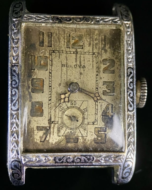 Bulova Watch Face Radium: Working Bulova watch with Radium hands. Measures: 1 1/2" x 1"