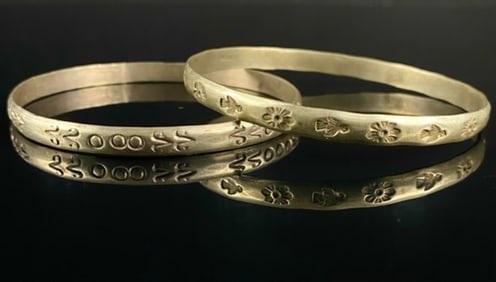 Fred Harvey Era Silver Engraved Bangle Bracelets