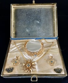 NOS 24K Plated Jewelry Set In Presentation Box
