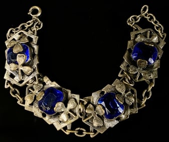 Vinage Clover Chunky Blue Stone Bracelet