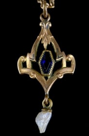 Art Deco Gold Filled Pendant W/ Pearl