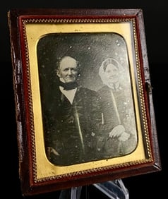 Mid-19th Century 1/6th Plate Daguerreotype of an Elderly Couple in a Union Case, St. John N.B.