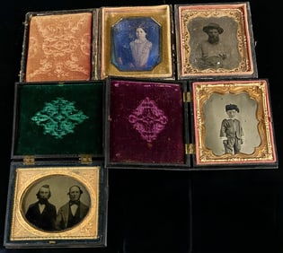 A Collection of Seven Mid-19th Century Cased Daguerreotypes and Ambrotypes in Union and Gutta-Percha