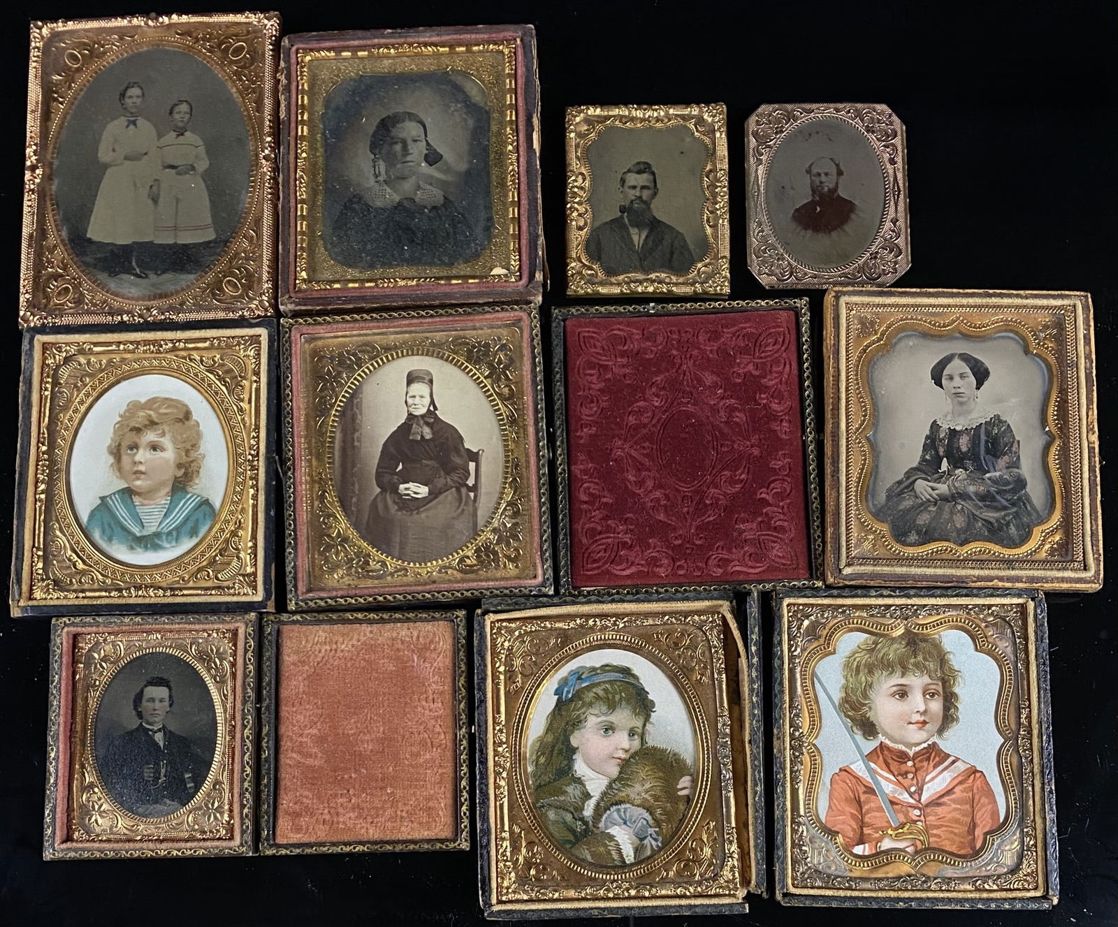 A Collection of ten 19th Century Cased Daguerreotypes, Ambrotypes, and Tintypes (1 of 7)