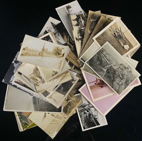 A Collection of Vintage Photographs and Postcards, Military, Aviation, and Civilian Scenes, Early to