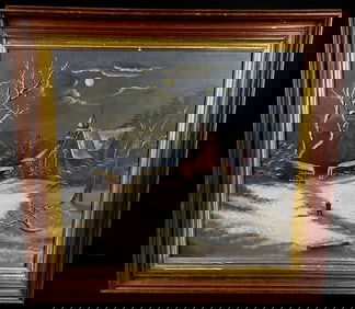 Anonymous (also known as '1811 The Backwoodsman's Christmas'), Oil on Academy Board, Winter